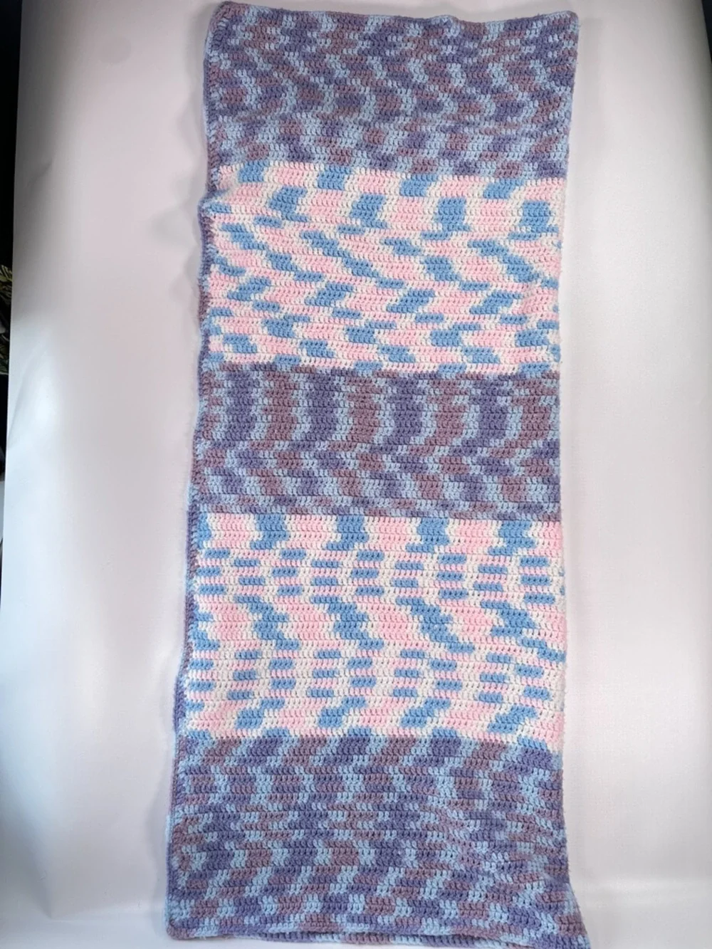 Handmade Baby Crochet Blanket Reversible Pastel Nursery Throw 40x52
